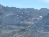 Day 4 - Lava dome flanked by two dirty glaciers, inside the caldera-note steam from peak Day 4 - Lava dome flanked by two dirty glaciers, inside the caldera-note steam from peak